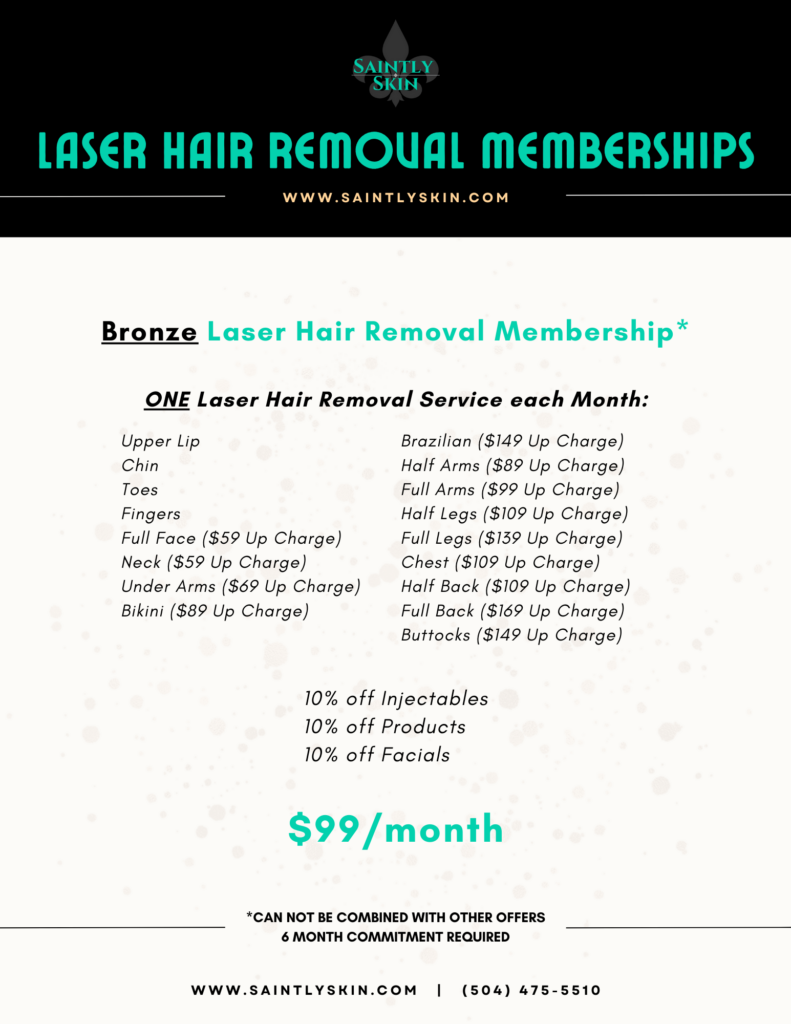 Saintly Skin's Bronze Laser Hair Removal Membership