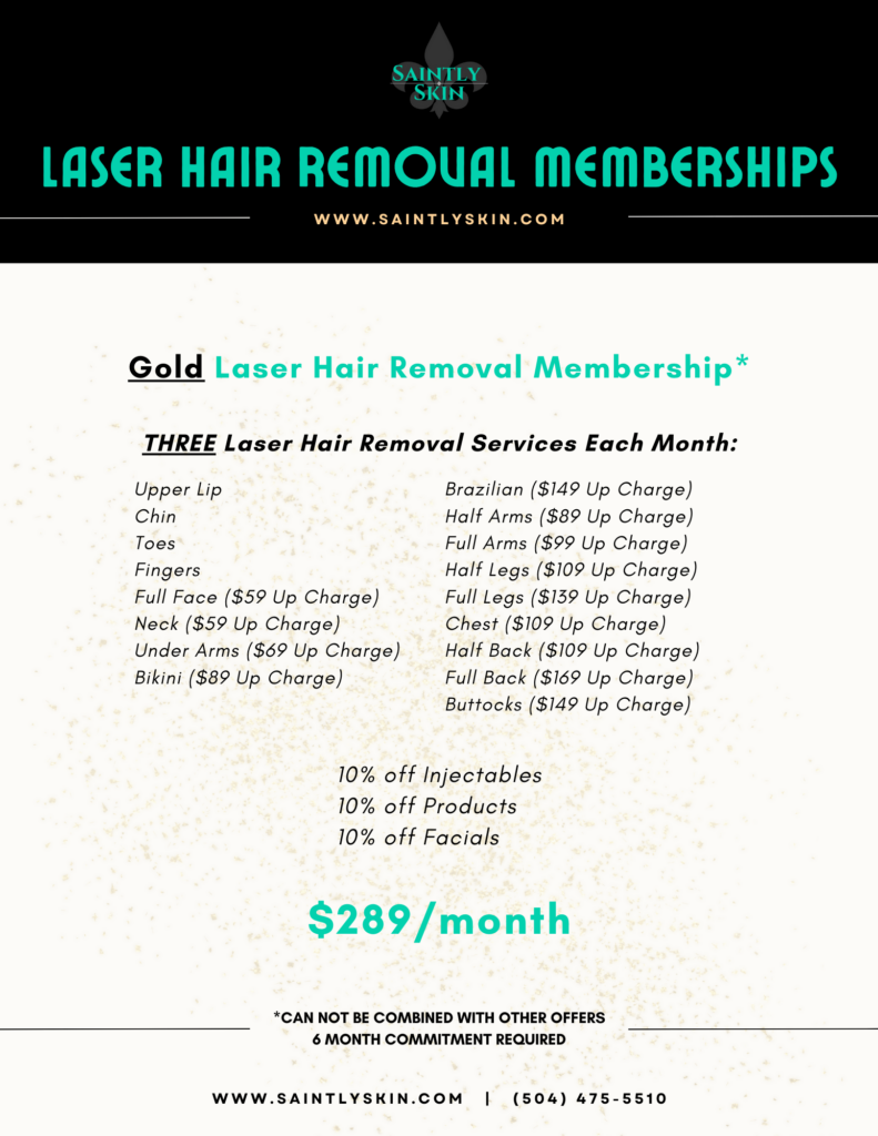 Saintly Skin's Gold Laser Hair Removal Membership