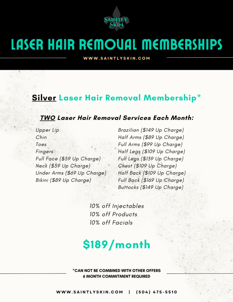 Saintly Skin's Silver Laser Hair Removal Membership